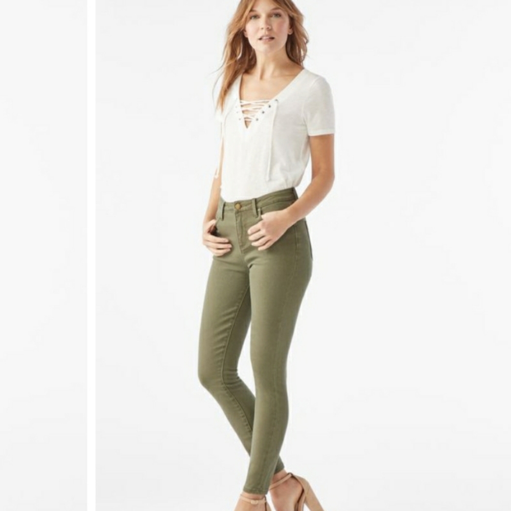 JustFab Skinny Jeans, dusty olive
